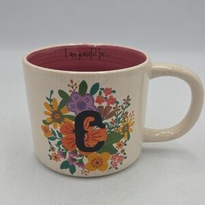 Natural Life Floral Mug with Initial C